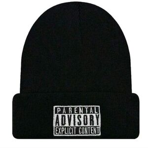 Black Beanie with Parental Advisory Patch